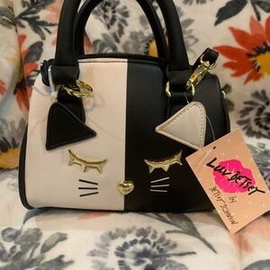Betsey Johnson Cat Face Mini Barrel Crossbody